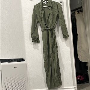 Nine West Green Utility Jumpsuit with Belted Waist